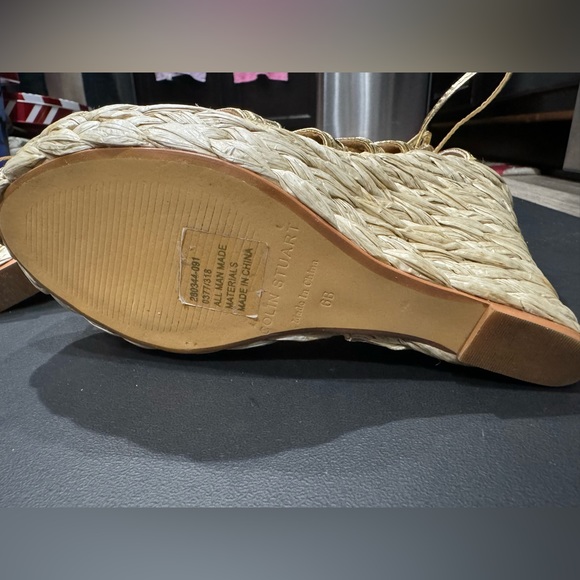 COLIN STUART Wedge shoes, ankle strap gold laces - Picture 10 of 11